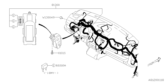 2019 Subaru Legacy Wiring Harness - Instrument Panel Diagram