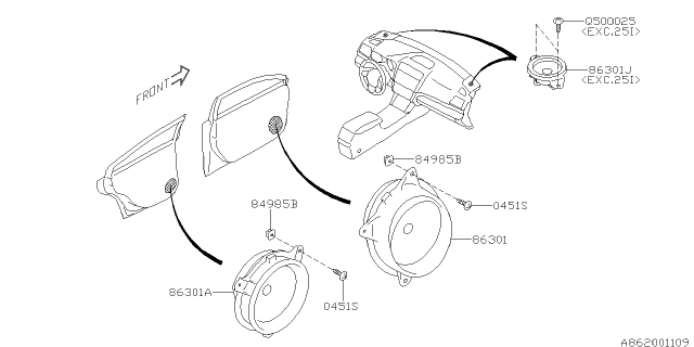 2017 Subaru Legacy Audio Parts - Speaker Diagram 2