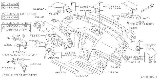 2017 Subaru Legacy Cover Steering Upper Diagram for 66241AL02A