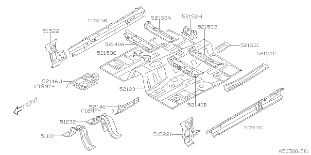 2019 Subaru Legacy Body Panel Diagram 2