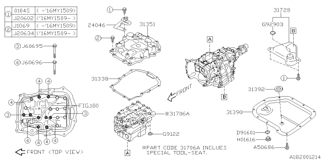 2016 Subaru Legacy Cover Complete-Trans Diagram for 31351AA130