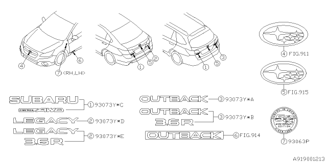 2018 Subaru Outback Letter Mk Side Soa Diagram for 93063AL020