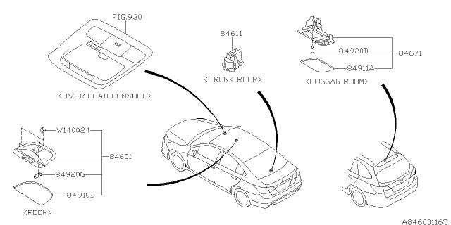 2019 Subaru Legacy Lamp - Room Diagram