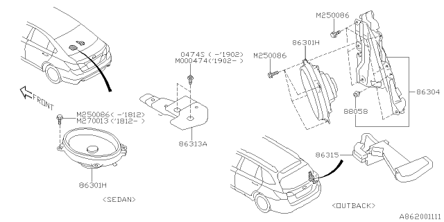2015 Subaru Legacy Audio Parts - Speaker Diagram 3