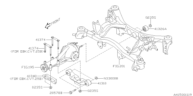 2016 Subaru Outback Differential Member Assembly Diagram for 41310AL000
