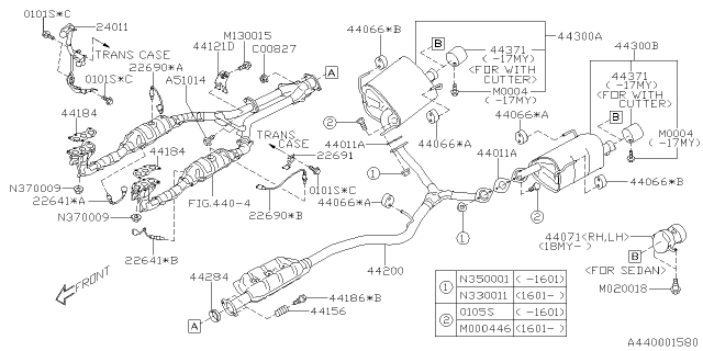 2017 Subaru Outback MUFFLER Assembly Left Diagram for 44300AL01B