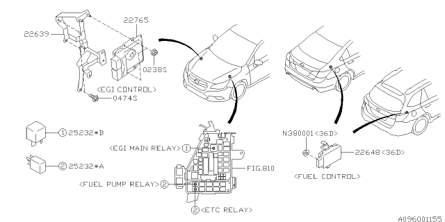 2018 Subaru Legacy E.G.I. Engine Control Module Diagram for 22765AK85A