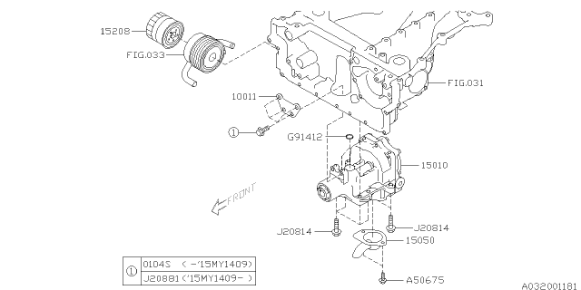 2015 Subaru Legacy Oil Filter Complete Diagram for 15208AA15A
