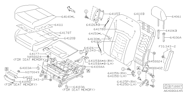2016 Subaru Legacy Cover Inner Cushion A Diagram for 64115AL23AVH