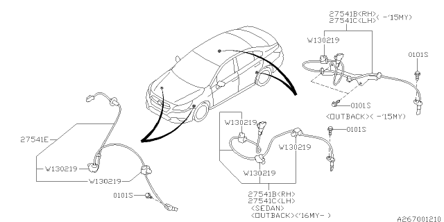 2018 Subaru Legacy Sensor Assembly Rear Right Diagram for 27540AL12A