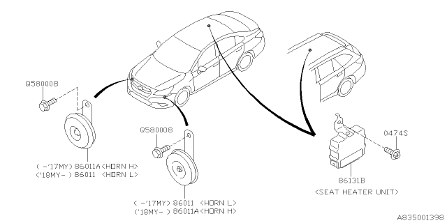 2019 Subaru Outback Electrical Parts - Body Diagram 2