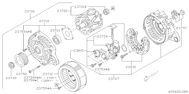 2018 Subaru Legacy Cover Assembly-ALTERNATOR Front Diagram for 23718AA221