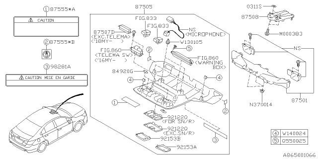 2018 Subaru Legacy Cap Etc Tel Diagram for 87507AL00AME