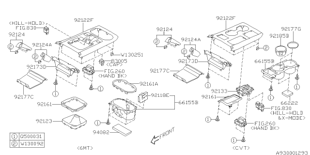 2015 Subaru Legacy Front Center Console-Cup Holder Diagram for 66155AL00A