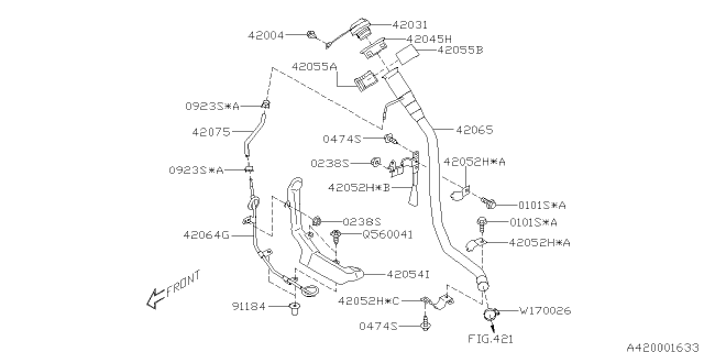 2016 Subaru Outback Pipe Filler Complete Diagram for 42066AL02B