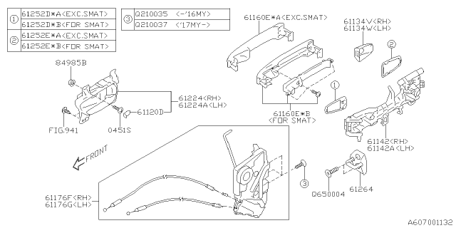 2019 Subaru Outback Outer Door Handle Diagram for 61160AL13AV3