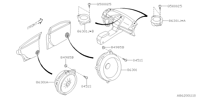 2015 Subaru Legacy Audio Parts - Speaker Diagram 1