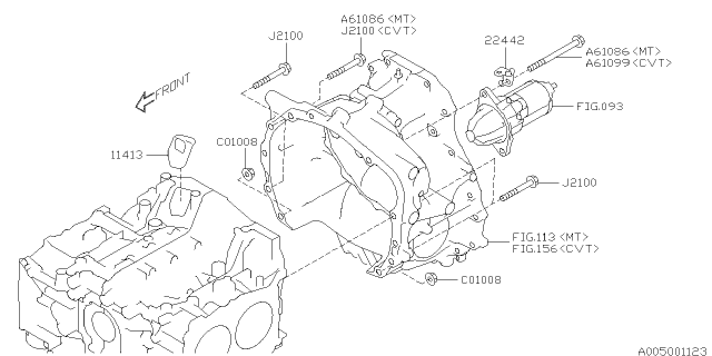2018 Subaru Legacy Timing Hole Plug & Transmission Bolt Diagram 1