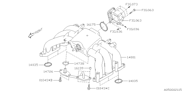 2017 Subaru Legacy Gasket Intake Manifold Diagram for 14035AA68A