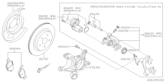 2016 Subaru Legacy Rear Brake Backing Plate Diagram for 26691AL00A