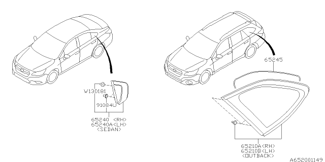 2016 Subaru Legacy Rear Quarter Diagram