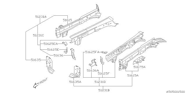 2015 Subaru Legacy Closing Plate Right Diagram for 51615AL02A9P