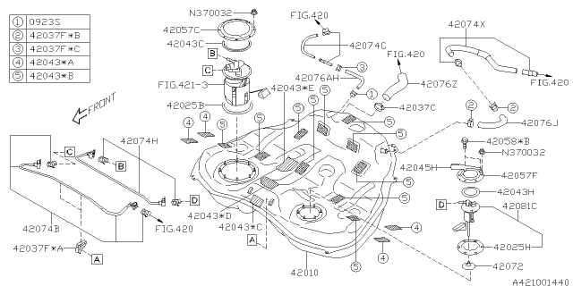 2015 Subaru Outback Fuel Sub Gauge Sending Unit Diagram for 42081AL010