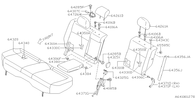 2006 Subaru Forester Pillow Assembly Rear Back Rest Diagram for 64261SA660ND