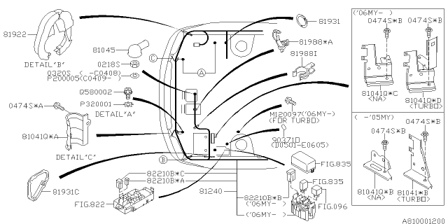 2006 Subaru Forester Harness Front C0 Diagram for 81232SA150
