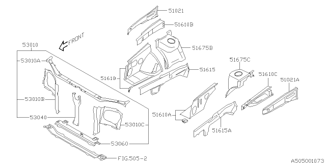 2006 Subaru Forester Radiator Support Side Panel, Right Diagram for 53010SA0509P