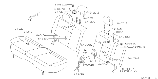 2004 Subaru Forester Rear Seat Back Rest Cover Complete, Right Diagram for 64350SA060ML