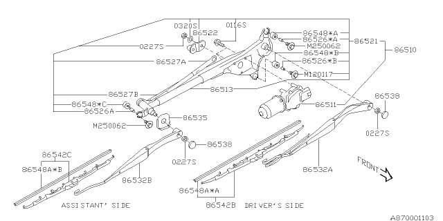 2004 Subaru Forester Wiper - Windshilde Diagram