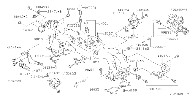 2003 Subaru Forester Ignition Coil Assembly Diagram for 22433AA410