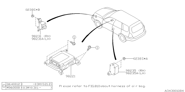 2008 Subaru Forester Control Unit Air Bag Diagram for 98221SA210