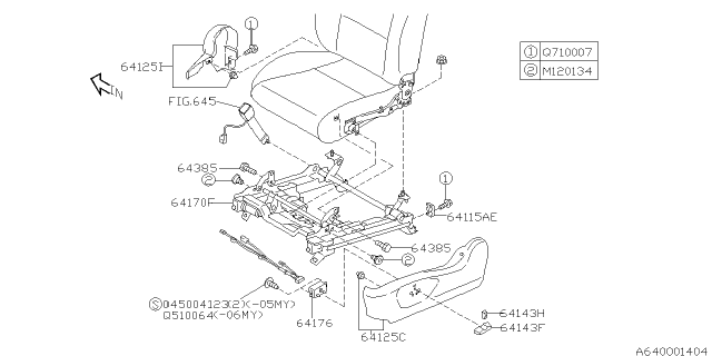 2005 Subaru Forester Knob Power Seat Diagram for 64143AE010ES