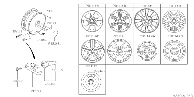 2006 Subaru Forester Aluminium Disc Wheel Diagram for 28111SA090