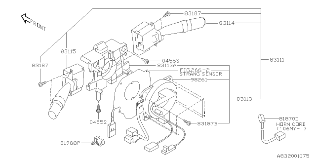 2006 Subaru Forester Switch Assembly Combination WIPER SEL Diagram for 83114SA040