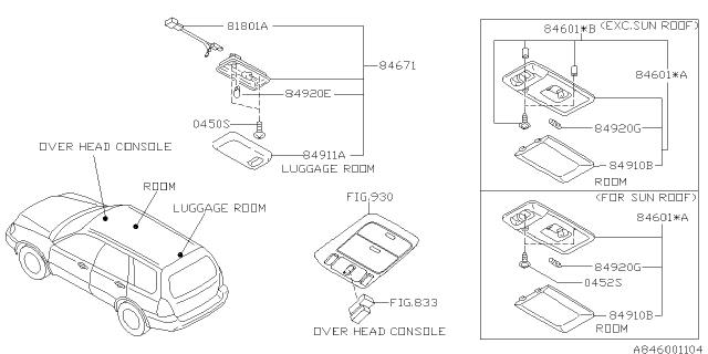 2006 Subaru Forester Lamp Assembly Room C0 Diagram for 84601AE000EU