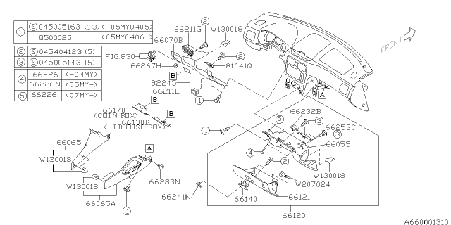 2006 Subaru Forester Pocket Complete Diagram for 66129SA050EU