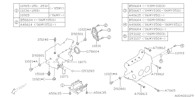 2003 Subaru Forester BAFFLE Assembly Cylinder Block Diagram for 10915AA020