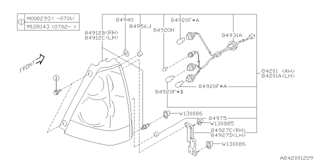2007 Subaru Forester Lens & Body Rear Combination Lamp Diagram for 84912SA780