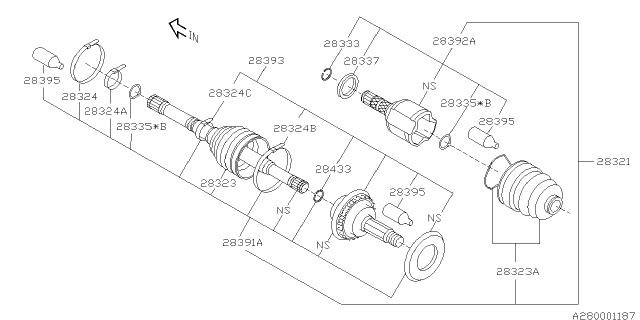 2008 Subaru Forester Inner Cv Joint Diagram for 28392SA001