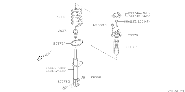 2008 Subaru Forester STRUT Complete Rear LH Diagram for 20360SA230