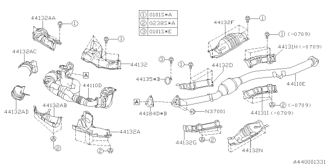 2007 Subaru Forester Front Catalytic Converter Diagram for 44620AA750