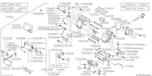2003 Subaru Forester THERMO Assembly Diagram for 73540SA000
