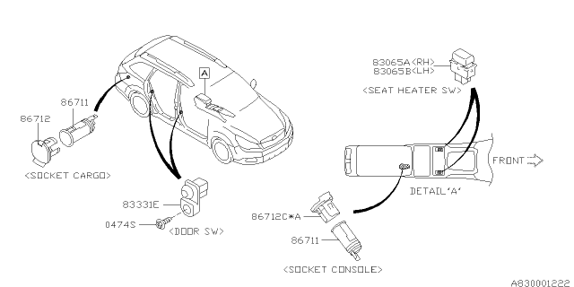 2011 Subaru Legacy Switch - Instrument Panel Diagram 1
