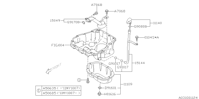 2011 Subaru Legacy Pan Assembly Oil Diagram for 11109AA200