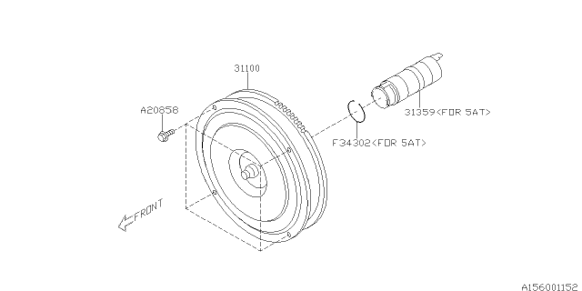 2013 Subaru Legacy Torque Converter Assembly Diagram for 31100AB270