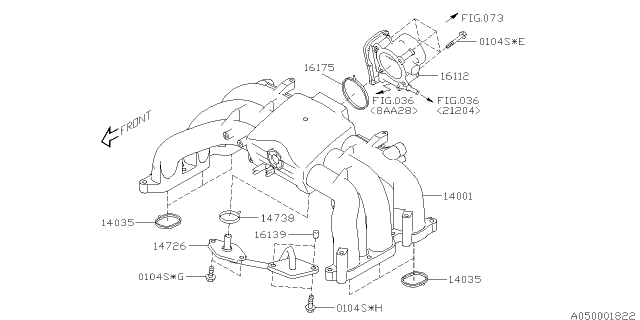 2014 Subaru Legacy Gasket Intake Manifold Diagram for 16175AA45A