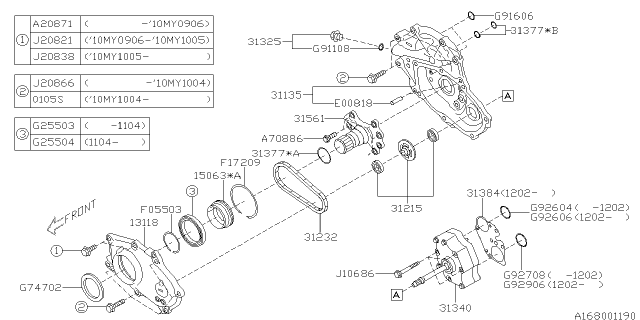 2012 Subaru Outback Chain Oil Pump Diagram for 31232AA010